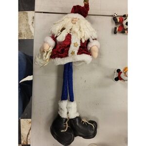 Vintage Santa Claus Doll Dangling Legs Christmas Holiday Decoration 16 Inch